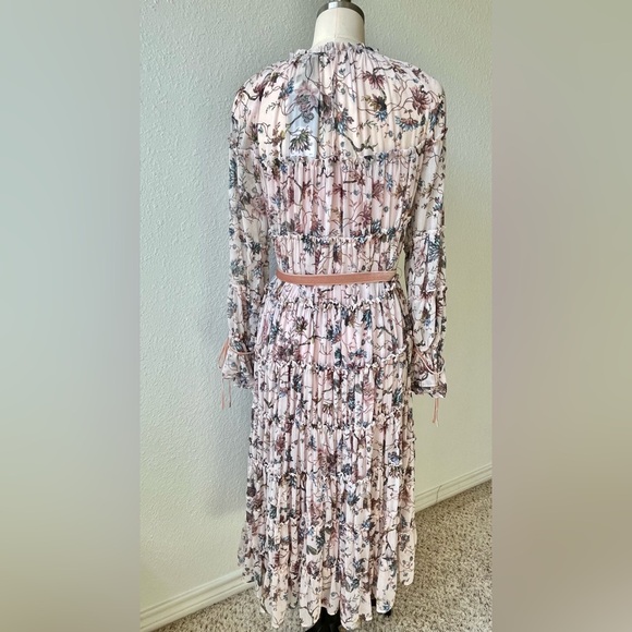 ANTONIO MELANI x Nicola Bathie Floral Long Sleeve Dress - Pink and Cream - Picture 5 of 10